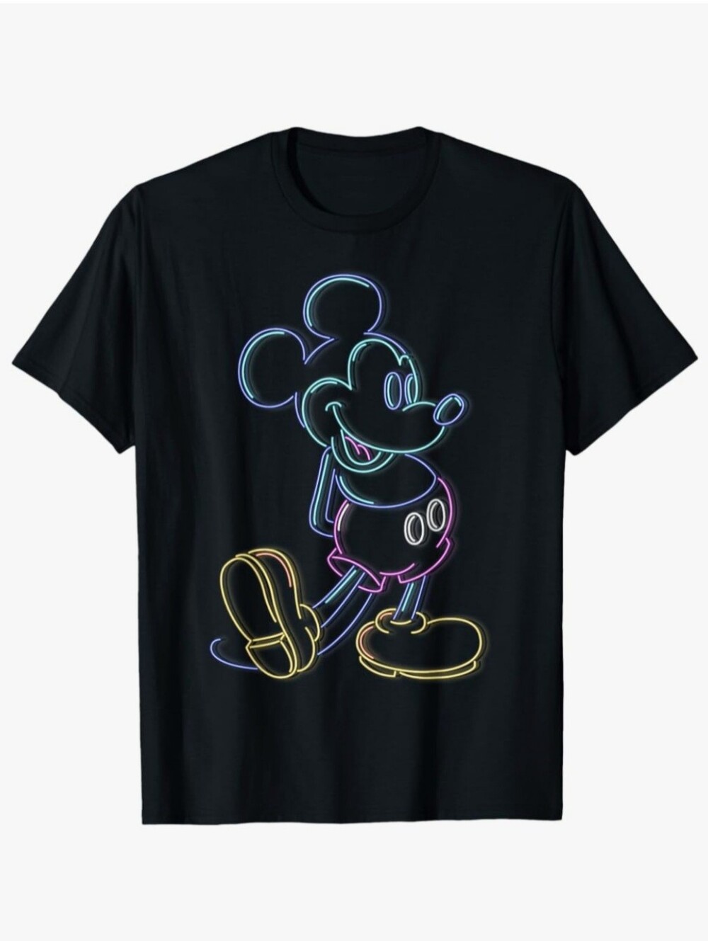 Disney Mickey and Friends Mickey Mouse Neon Line Portrait T-Shirt Size L
